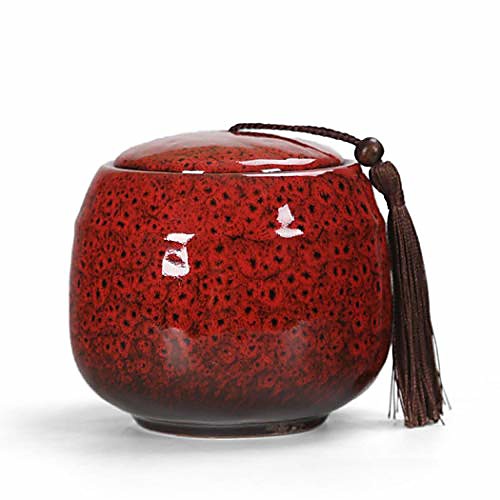 

ceramic canister, traditional style porcelain gifts, tea storage containers/tea caddy/tea canister/portable sealed tea tins, handicraft gift, 115x97mm (red)