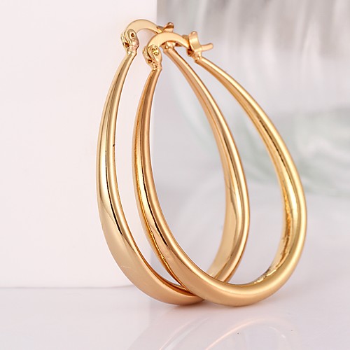 

Women's Hoop Earrings Geometrical Precious Fashion Gold Plated Earrings Jewelry Rose Gold / Gold For Christmas Halloween Party Evening Street Gift 1 Pair