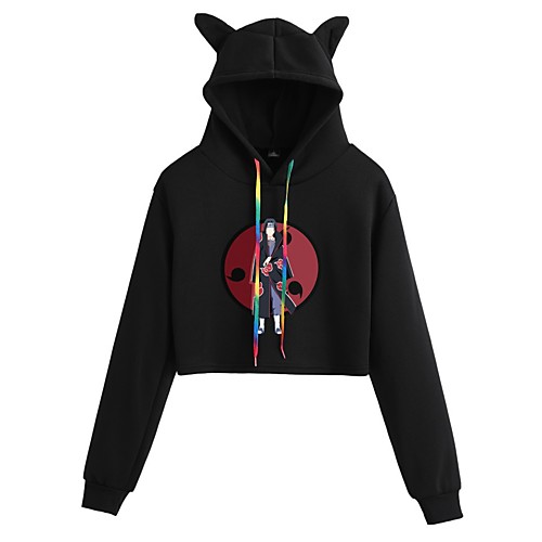 

Inspired by Naruto Uchiha Itachi Crop Top Hoodie Polyester / Cotton Blend Graphic Prints Printing Crop Top For Women's / Men's