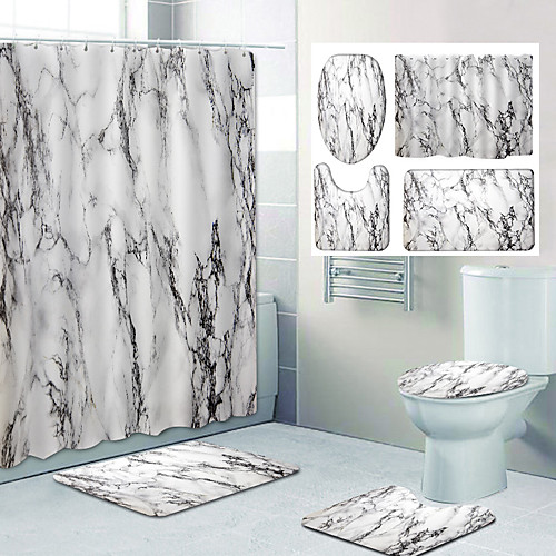 

Marble Pattern PrintingBathroom Shower Curtain Leisure Toilet Four-Piece Design