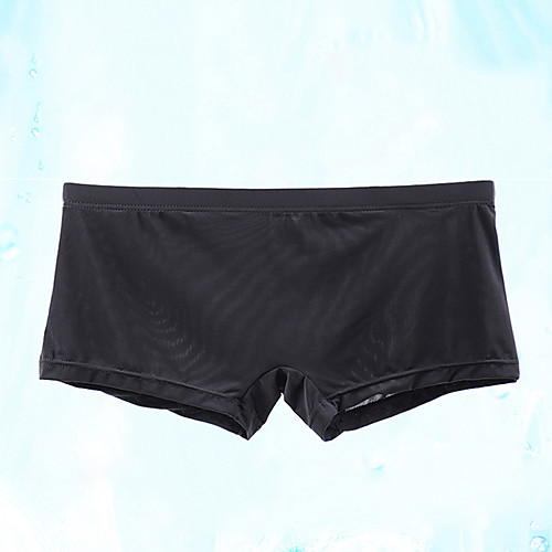 

Men's Mesh Mesh Super Sexy Boxer Briefs Solid Colored Mid Waist Black Red Royal Blue L XL XXL