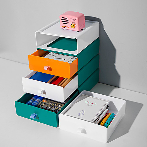 

Plastic Desktop Storage Box Drawer Type Cosmetics and Jewelry Box 1Pc