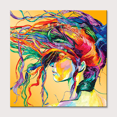 

Oil Painting Hand Painted Square Abstract People Modern Rolled Canvas (No Frame)