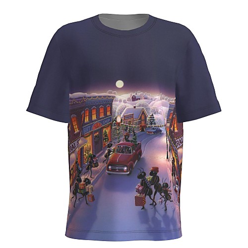 

Men's T shirt 3D Print Graphic 3D Print Short Sleeve Christmas Tops Purple