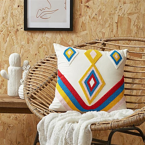 

Pillow Case Cover Retro Towel Embroidered Home Office Geometry Pillow Case Cover Living Room Bedroom Sofa Cushion Cover