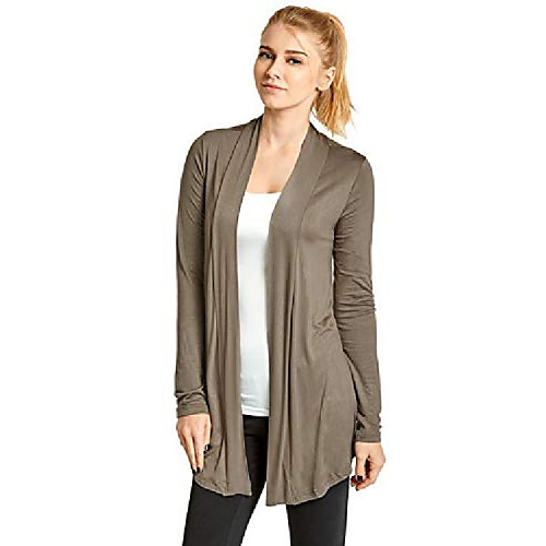 

cardigan - women's classic open drape rayon cardigan sweater (l, taupe)