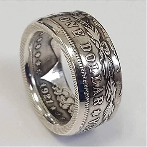 

rare morgan dollar usa antique vintage coin american eagle 1921 biker jewellery mens ring (12)