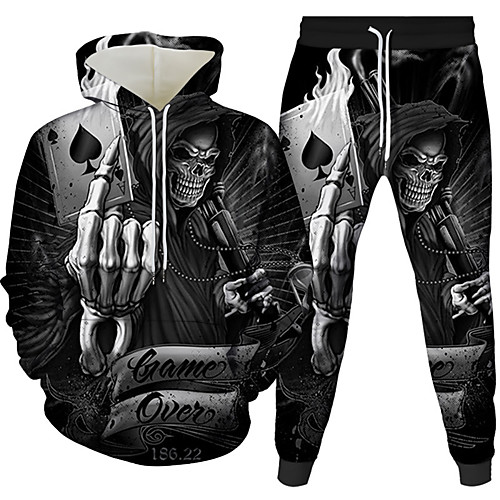 

Men's 3D Hoodies Set Graphic 3D 2 Piece Hooded Daily 3D Print Casual Hoodies Sweatshirts Long Sleeve Black Blue Red
