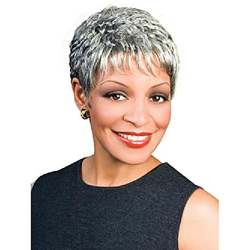 

naomi wig color fs4/27 - foxy silver wigs short cropped pixie synthetic wispy layers tapered neck african american lightweight average cap bundle maxwigs hairloss booklet