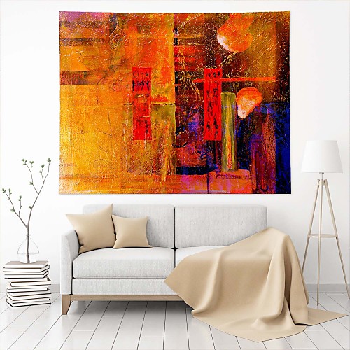 

Wall Tapestry Art Deco Blanket Curtain Picnic Table Cloth Hanging Home Bedroom Living Room Dormitory Decoration Polyester Fiber Modern Oil Painting Red