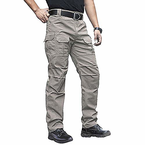 

men's outdoor tactical pants rip stop lightweight waterproof military combat cargo work hiking pants khaki
