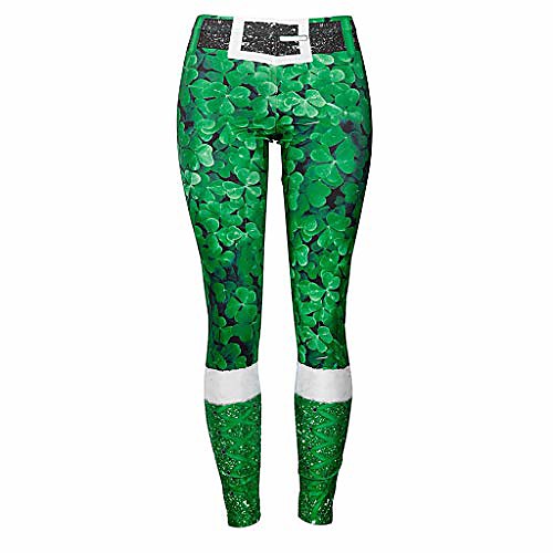 

women high waist yoga pants,jchen(tm) ladies stretch yoga st. patrick's day tighten sport gym pencil pants trousers (xl, b)