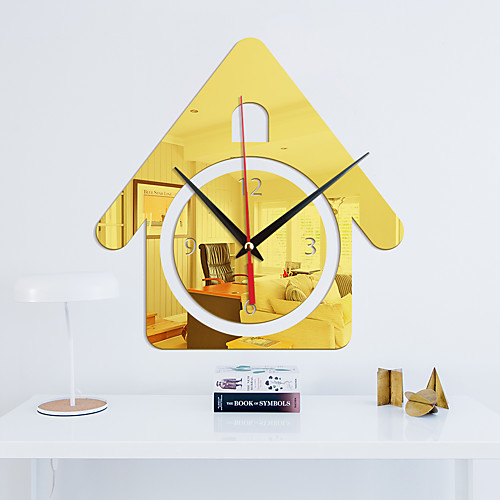 

Popular Small House Romantic Full House Three Dimensional Acrylic Mirror Wall Sticker Clock Fashion Home Decoration Wall Clock 27.5cm28cm