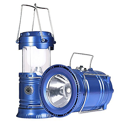 

led camping lantern rechargeable solar lanterns collapsible bright lamp outdoor flashlight portable for camp hurricanes emergencies blue