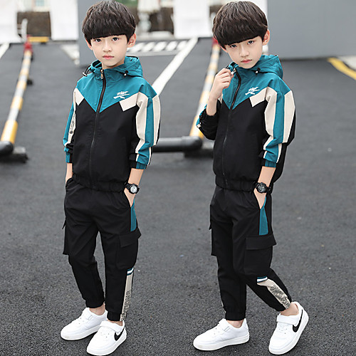 

Boys' Kids 2 Piece Full Zip Tracksuit Sweatsuit Street Athleisure Long Sleeve 2pcs Breathable Quick Dry Soft Running Jogging Training Sportswear Outfit Set Clothing Suit Yellow Blue Green Activewear