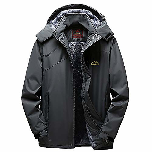 

mens jacket! pervobs mens winter warm windbreaker jacket fleece liner outdoor hoodie parka sport assault coat(l, gray