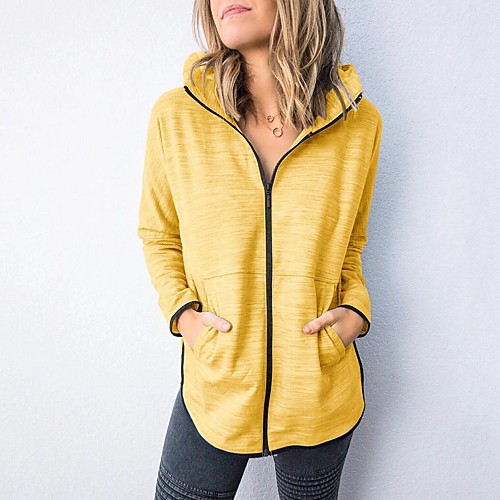 

Women's Zip Up Hoodie Sweatshirt Plain Zipper Front Pocket Daily Going out Active Casual Hoodies Sweatshirts Red Yellow Army Green