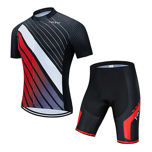 

weimostar men's cycling jersey set bike short sleeve shirt tops 3d gel padded shorts red black size xxxl