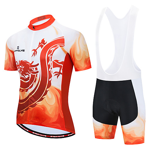 

Men's Short Sleeve Cycling Jersey with Bib Shorts White BlackWhite Dragon Bike Breathable Quick Dry Sports Dragon Mountain Bike MTB Clothing Apparel / Micro-elastic / Athleisure