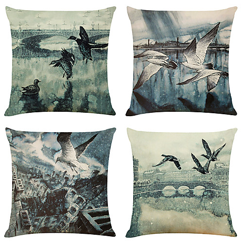 

Cushion Cover 4PC Linen Soft Decorative Square Throw Pillow Cover Cushion Case Pillowcase for Sofa Bedroom 45 x 45 cm (18 x 18 Inch) Superior Quality Mashine Washable