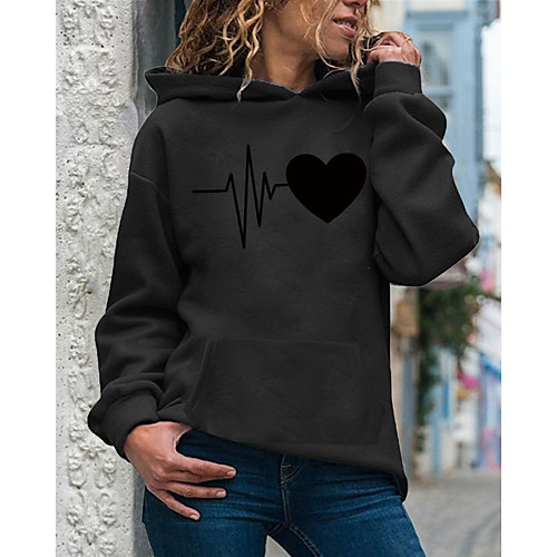 

Women's Pullover Hoodie Sweatshirt Heart Daily Casual Hoodies Sweatshirts White Black Purple