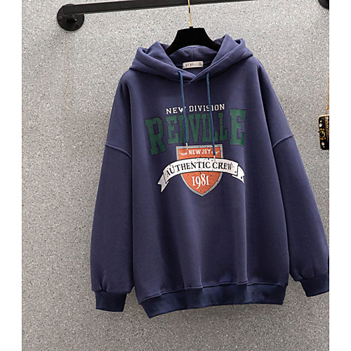 

Women's Pullover Hoodie Sweatshirt Graphic Text Letter Monograms Daily Basic Casual Hoodies Sweatshirts Blue Red