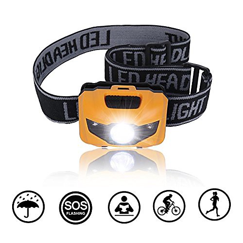 

led headlamp flashlight with batteries, waterproof for reading outdoor running camping backpacking fishing hunting climbing walking jogging headlamps (yellow)