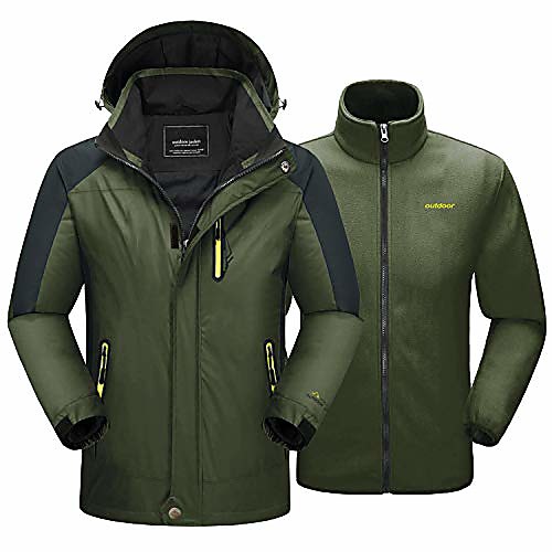

Women's Men's Hiking 3-in-1 Jackets Winter Outdoor Lightweight Windproof Fleece Lining Breathable Winter Jacket Top Fishing Climbing Camping / Hiking / Caving Lake blue ArmyGreen Big red Royal Blue