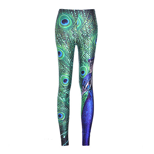 

Women's Sporty Comfort Plus Size Skinny Gym Yoga Leggings Pants Patterned Animal Ankle-Length Print High Waist Green