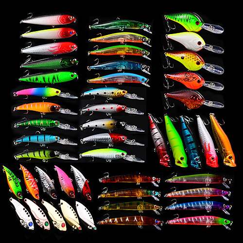 

48 pcs Lure kit Fishing Lures Spoons Minnow Crank Pencil Lure Packs Bass Trout Pike Bait Casting