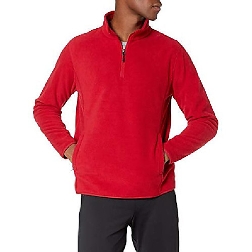 

men's quarter-zip polar fleece jacket, classic red, large