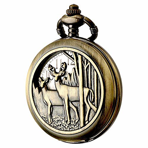 

design pocket watch chain quartz movement arabic numerals half hunter for eagle scout (deer)