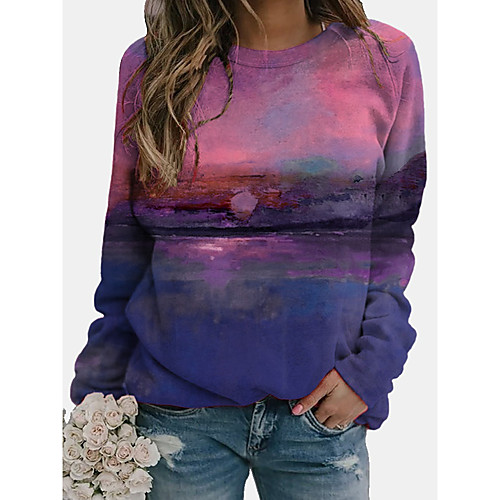 

Women's Pullover Sweatshirt Tie Dye Daily Casual Hoodies Sweatshirts Blushing Pink Orange Green