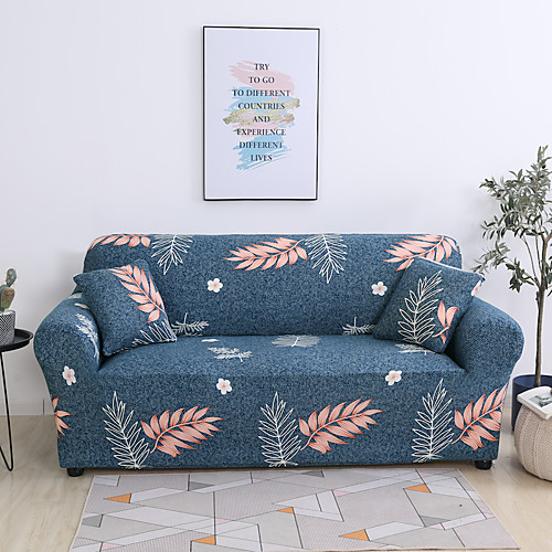 

Leaves Print 1-Piece Sofa Cover Couch Cover Furniture Protector Soft Stretch Slipcover Spandex Jacquard Fabric Super Fit for 1~4 Cushion Couch and L Shape Sofa,Easy to Install(1 Free Cushion Cover)