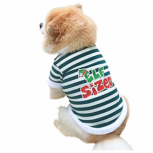 

dog christmas costumes soft comfy christmas puppy cat pullover sweatshirt with cute pattern winter warm plush pet clothes for small medium dogs(xs,green)