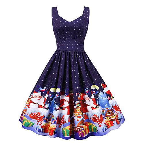 

Santa Claus Christmas Dress Women's Adults' Leisure Christmas Christmas Polyester Dress