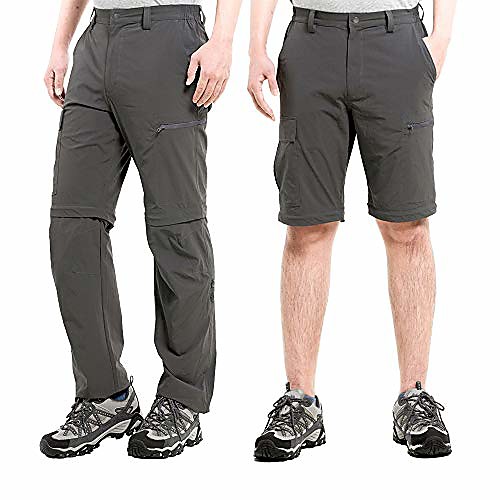 

men's hiking pants outdoor convertible lightweight quick dry pant cargo pockets stretch zip off 3 in 1 summer pant dark grey