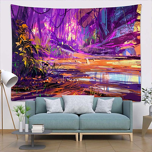 

Wall Tapestry Art Deco Blanket Curtain Picnic Table Cloth Hanging Home Bedroom Living Room Dormitory Decoration Polyester Fiber Novelty Modern Oil Painting Color Rainforest