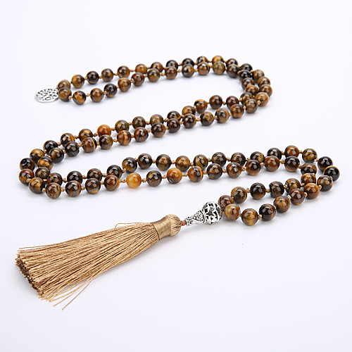 

8mm beads chakra long mala necklace natural stone meditation statement necklace japa yoga buddhist rosary prayer charm beaded tassel necklace