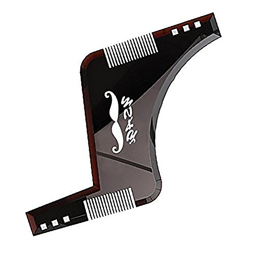 

beard shaping tool template, beard styling comb for line up and edging, men's facial hair style stencil (brown)