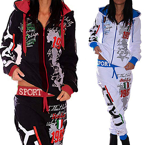 

Women's 2 Piece Full Zip Tracksuit Sweatsuit Street Athleisure 2pcs Winter Long Sleeve Thermal Warm Moisture Wicking Soft Fitness Gym Workout Running Jogging Training Sportswear Hoodie White Black