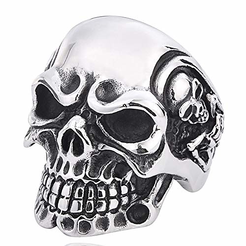 

jewelry titanium steel skeleton ring large punk skull for men's rings