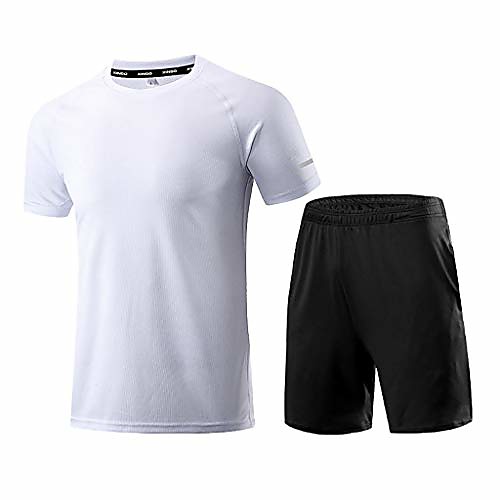 

allywit m-4xl men's sportswear quick dry base layer set, sports gym workout for running tracksuit sweatsuit suits white