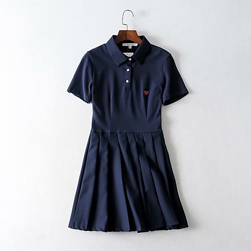 

Women's Tennis Golf Dress Short Sleeve Breathable Soft Sports Outdoor Autumn / Fall Spring Summer Solid Color Dark Navy / Stretchy