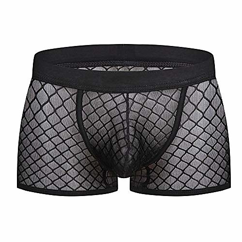 

mens underwear sexy males mesh sheer boxer briefs see through fishnet pouch underpants knickers zulmaliu (black, s)