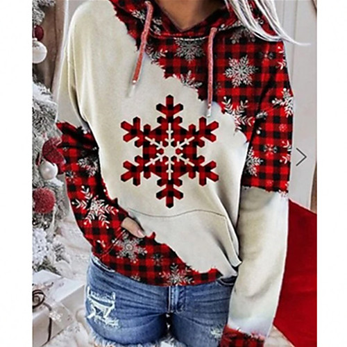 

Women's Pullover Hoodie Sweatshirt Graphic Christmas Casual Hoodies Sweatshirts Loose White Red