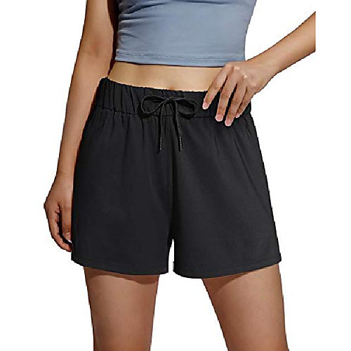 

women athletic shorts hiking yoga workout pants with pocket(black,xxl)