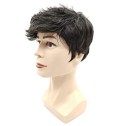 

black wigs for men short layered synthetic male guy wig for cosplay costume and daily wear