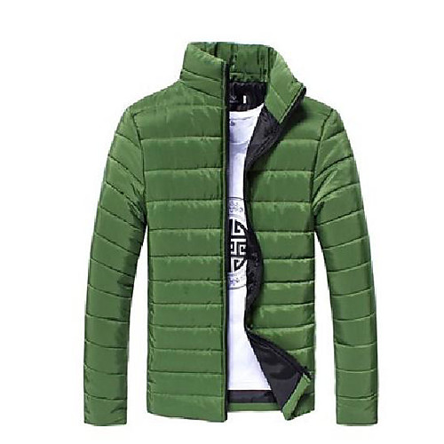 

kljr men winter solid stand collar fashion slim fit outwear coat green us m
