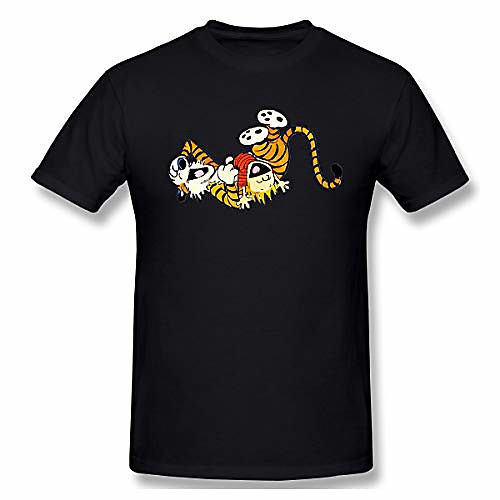 

mens running with calvin and hobbes design t-shirts xxl black